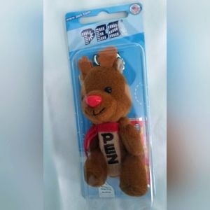New in package Vintage Pez Dispenser Fuzzy Rudolph key chain